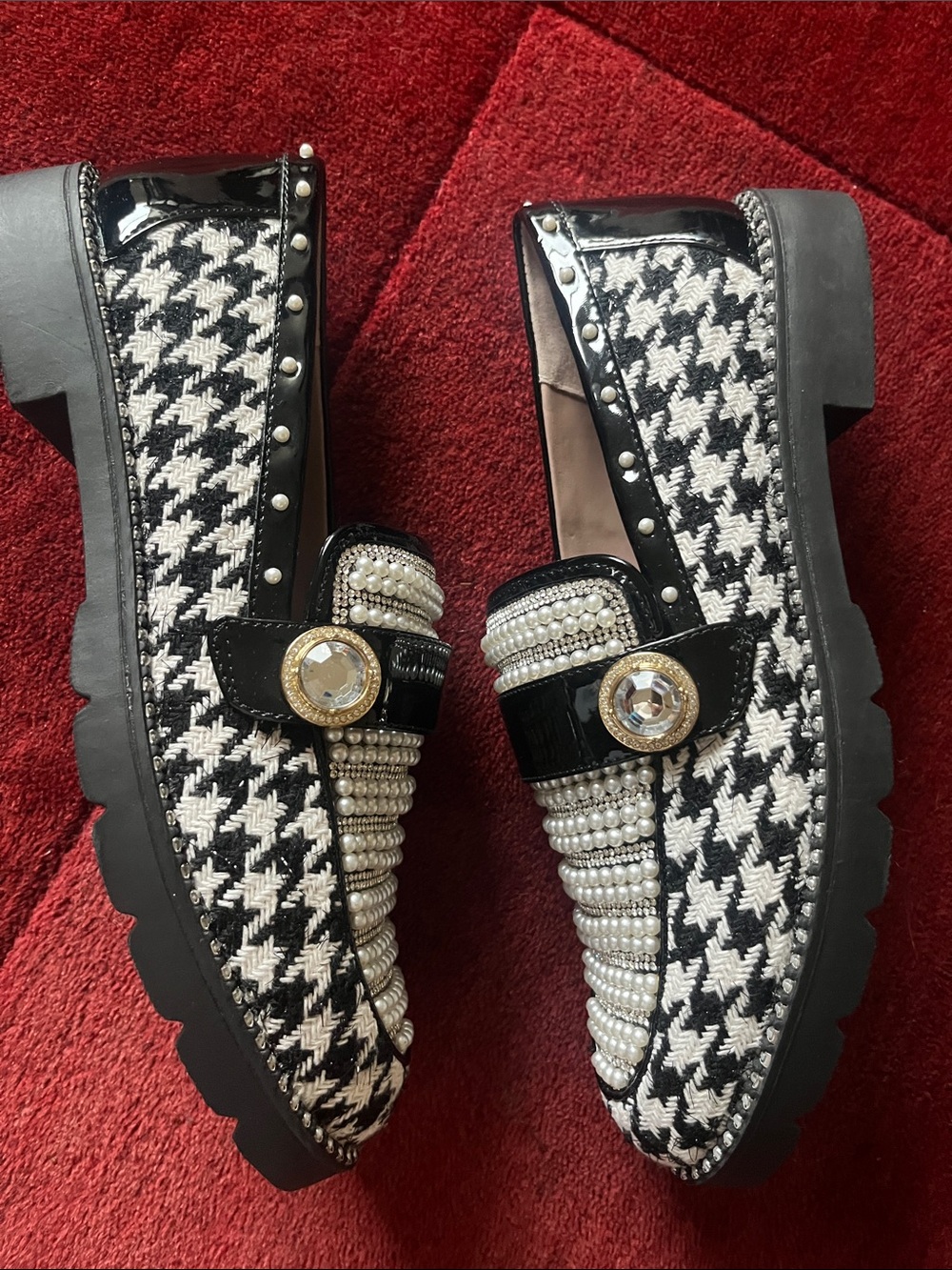 BETSEY JOHNSON Mariam Plaid And Rhinestone Embellished Loafer - Picture 6 of 10